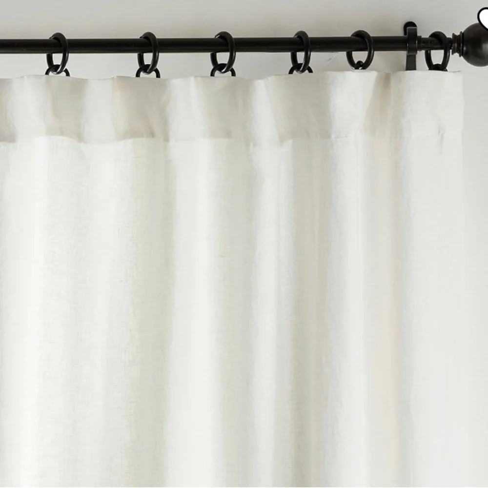 NEW Pottery Barn 3 in 1 Pole Top Belgian Flax Linen Curtain With Blackout Lining - Picture 6 of 8